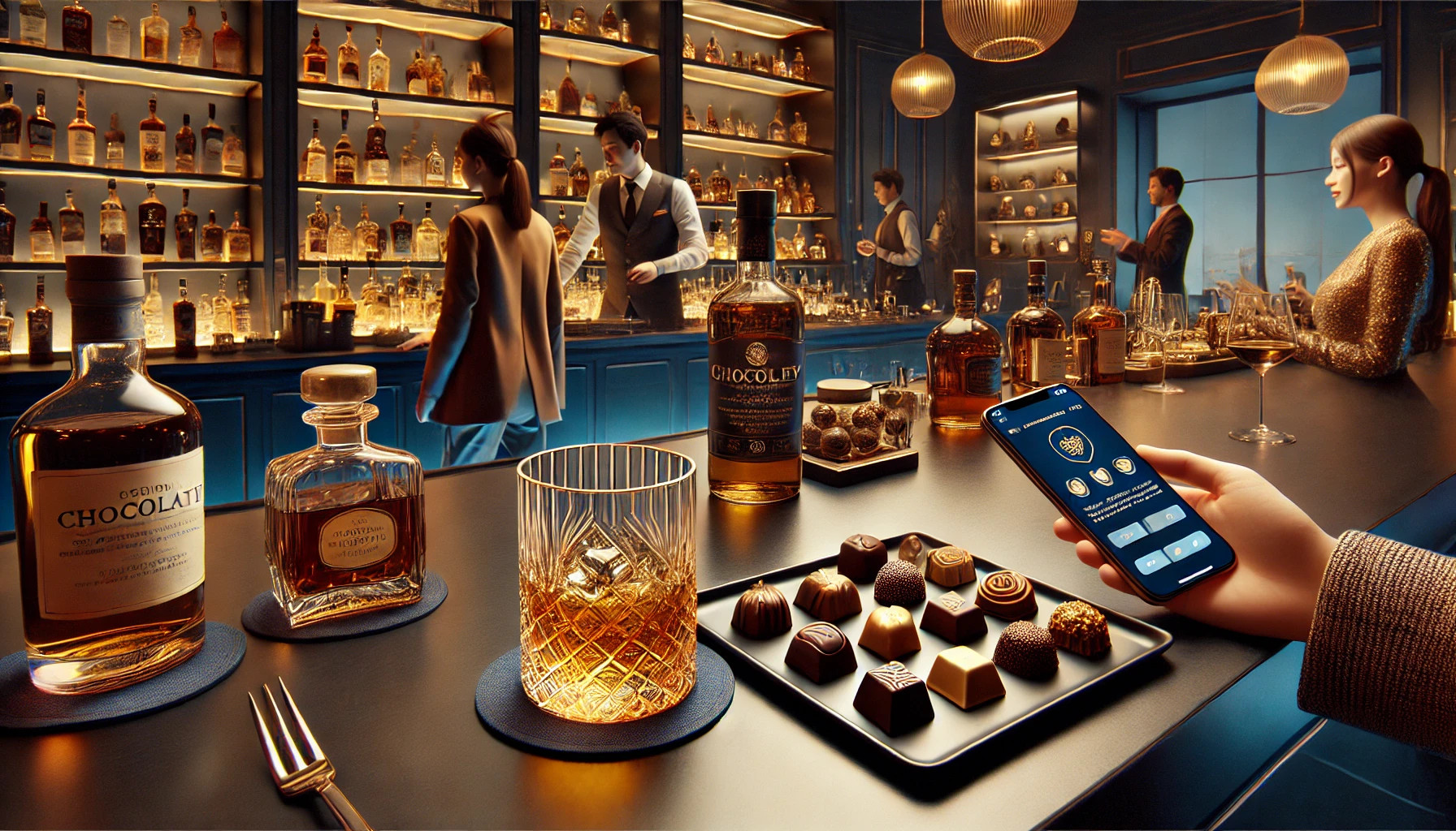 whiskey tasting in a smart bar